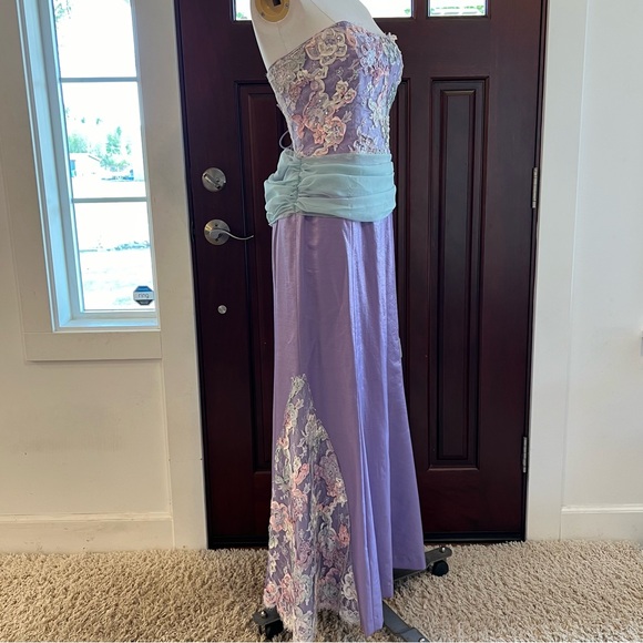 Nicole Miller Strapless Embroidered Embellished Lace Corset Mermaid Maxi Dress 6 - Picture 6 of 15